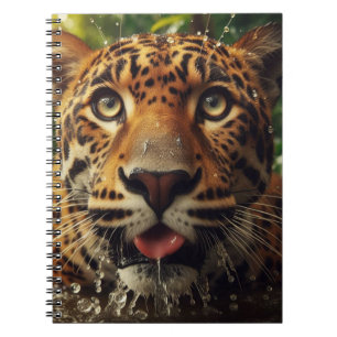 Carnet Léopard regarde alors qu'il lave l'eau dans la jun