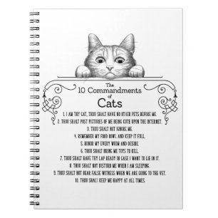Carnet Les 10 commandements des chats drôles