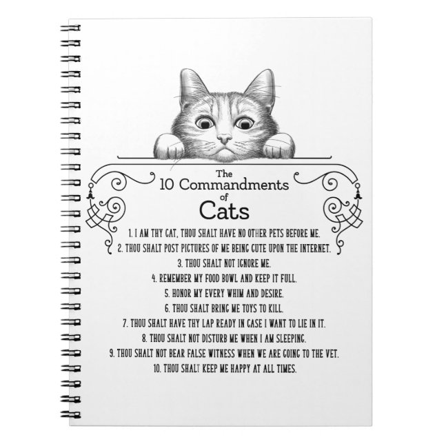 Carnet Les 10 commandements des chats drôles (Devant)