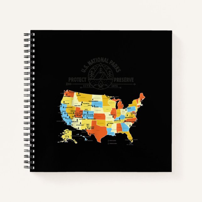 Carnet Les 63 Parcs nationaux des États-Unis Carte - Parc (Devant)