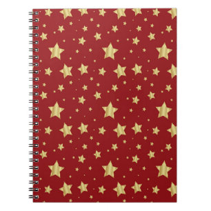 Carnet Les étoiles d'or sur l'Arrière - plan rouge