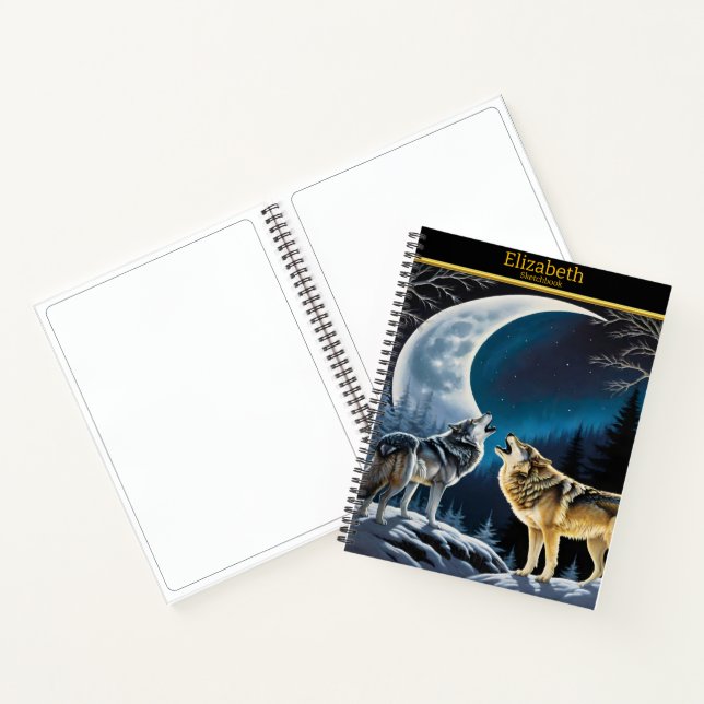 Carnet Les loups serpentent le clair de lune pendant une  (Intérieur)