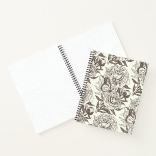 Carnet Les pivoines et les papillons bloquent l'impressio