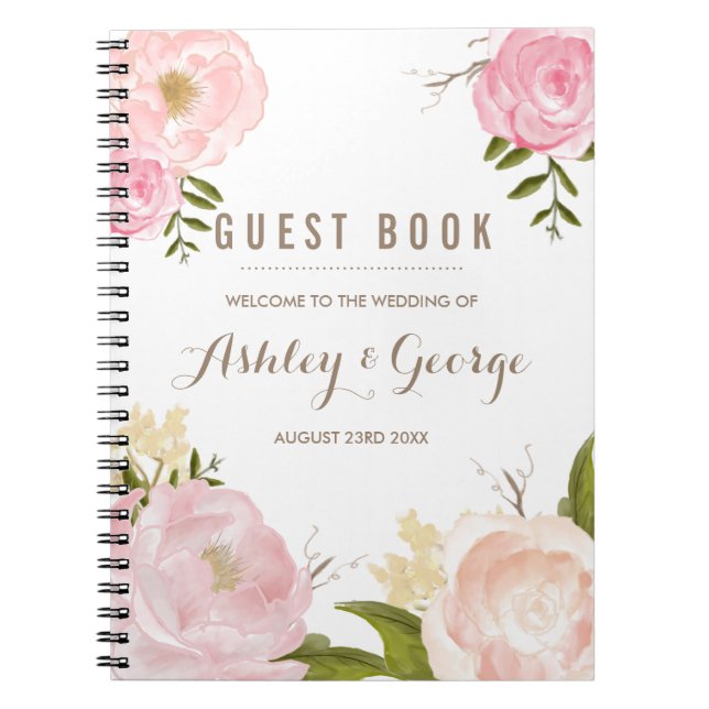 Carnet Les pivoines roses romantiques ont personnalisé le (Devant)