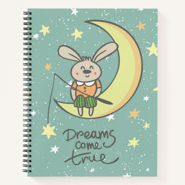 Carnet Les rêves deviennent réalité | Lapin sur la Lune (Devant)