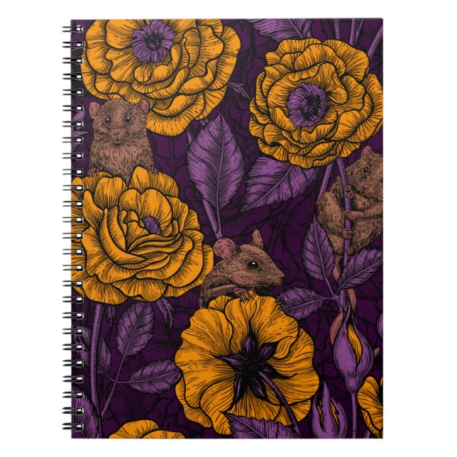 Carnet Les souris font la fête en orange et violet (Devant)