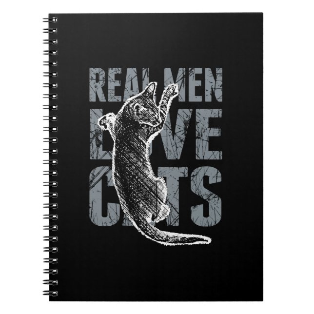 Carnet Les vrais hommes adorent les chats en style détend (Devant)