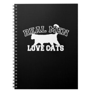 Carnet Les vrais hommes aiment les chats Silhouette blanc