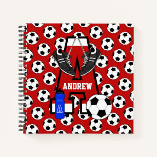 Carnet Lettre A Monogramme de soccer personnalisée