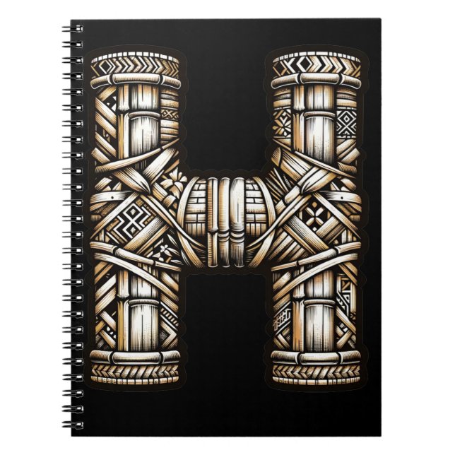 Carnet LETTRE ALOHA ROYENNE H Personnalisée Initiale (Devant)
