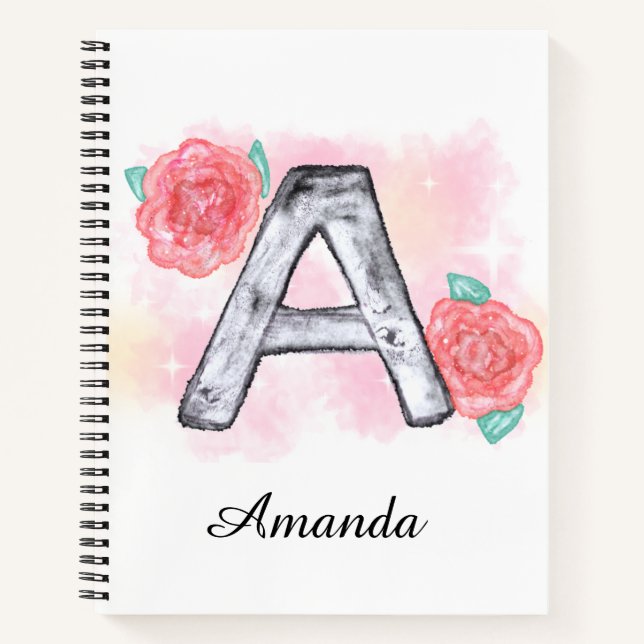 Carnet LETTRE AQUATICOLE Florale A (Devant)