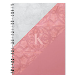 Carnet LETTRE Batik Rose Ruddy ET Aquarelle Grise