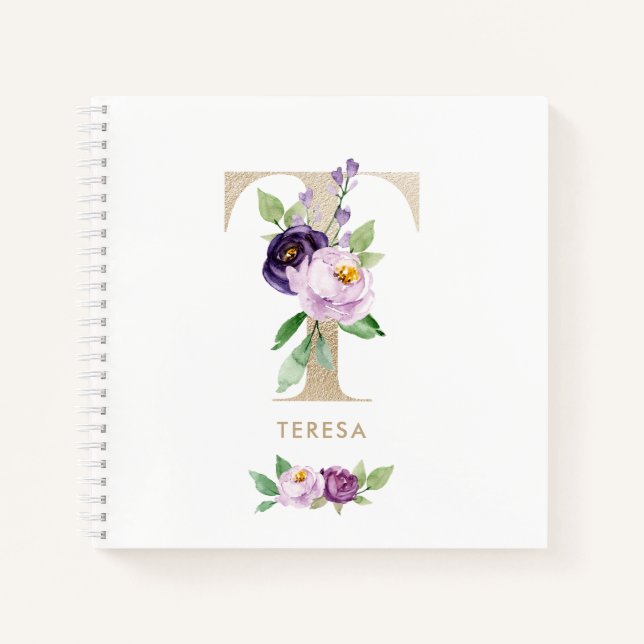 Carnet LETTRE D'HUILE D'OR Floral Violet T MONO (Devant)