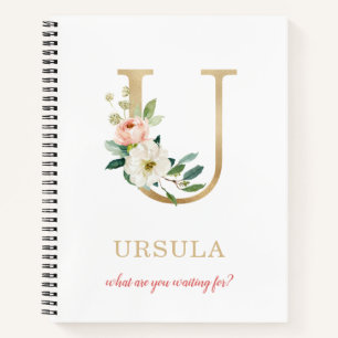 Carnet Lettre d'or Monogramme U   Moto ou devis floraux