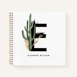 Carnet Lettre E Monogramme   Cactus tropicaux Personnalis