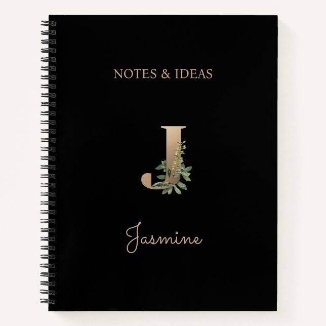 Carnet LETTRE Élégante MONOGRAPHIQUE BOtanique J (Devant)
