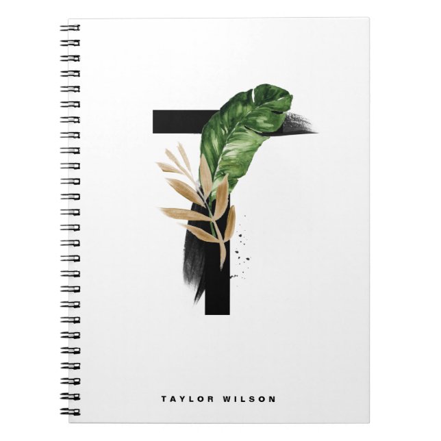 Carnet LETTRE Feuille BOHO MOLLE TRAVERSE T MONogramme (Devant)