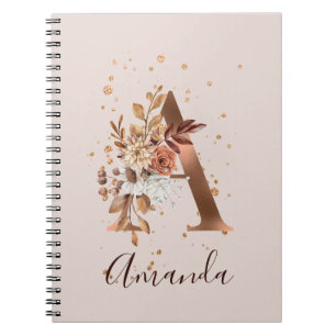 Carnet LETTRE Fleur D'Automne Cuivre A Fleurs D'Automne
