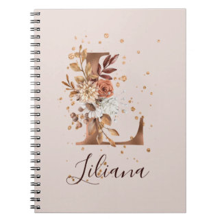 Carnet LETTRE FLEURIE L automne Cuivre Fleurs D'automne