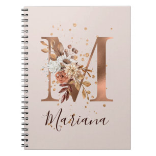 Carnet LETTRE FLEURIE M automne cuivre