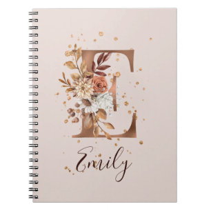 Carnet LETTRE Florale D'Automne Cuivre E Fleurs D'Automne