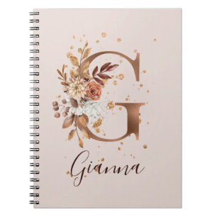 Carnet LETTRE Florale D'Automne Cuivre G Fleurs D'Automne