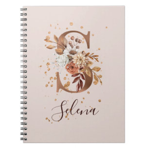 Carnet LETTRE Florale D'Automne Cuivre S Fleurs D'Automne