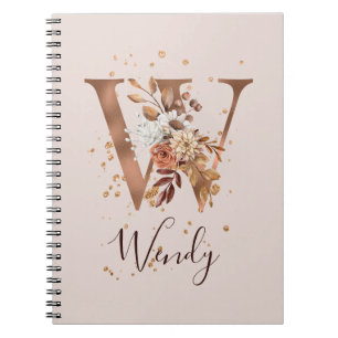 Carnet LETTRE Florale D'Automne Cuivre W Fleurs D'Automne