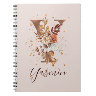 Carnet LETTRE Florale D'Automne Cuivre Y Fleurs D'Automne