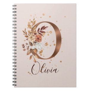Carnet Lettre Florale D'Automne De Cuivre O Fleurs D'Auto
