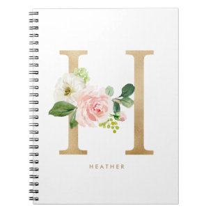 Carnet LETTRE Florale H MONO Pretty Faux Or