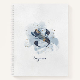 Carnet LETTRE Florale Personnelle S OR Bleu