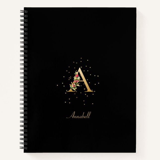 Carnet Lettre initiale A en monogramme moderne avec motif (Devant)