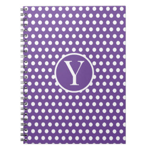 Carnet Lettre initiale classique chic Polka Dot Purple