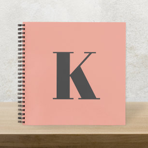 Carnet Lettre initiale Monogramme Moderne Peach Design