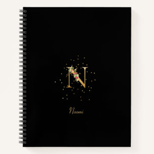 Carnet Lettre initiale N en monogramme moderne avec motif