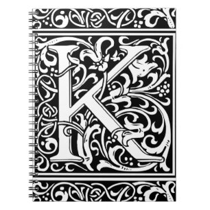 Carnet Lettre K Monogramme Art Nouveau Médiéval