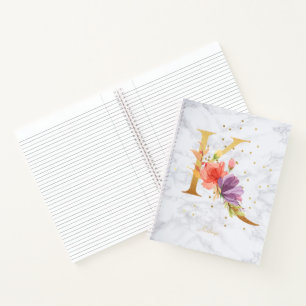 Carnet Lettre K Monogramme Doré Aquarelle Marbre Moderne