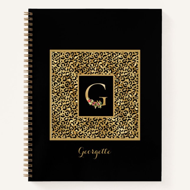 Carnet LETTRE Léopard Or Personnelle Moderne G (Devant)