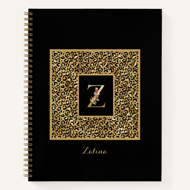 Carnet LETTRE Léopard Or Personnelle Z (Devant)