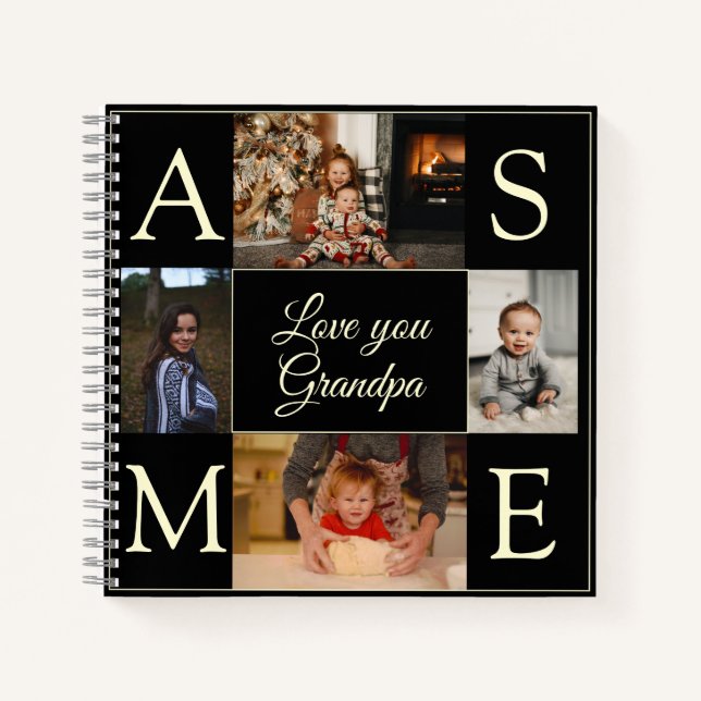 Carnet Lettre monogramme Photo Grand-père Cadeau (Devant)