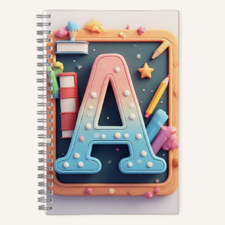 Carnet ✏️ Lettre Monogramme Retour à l'École Style Coloré