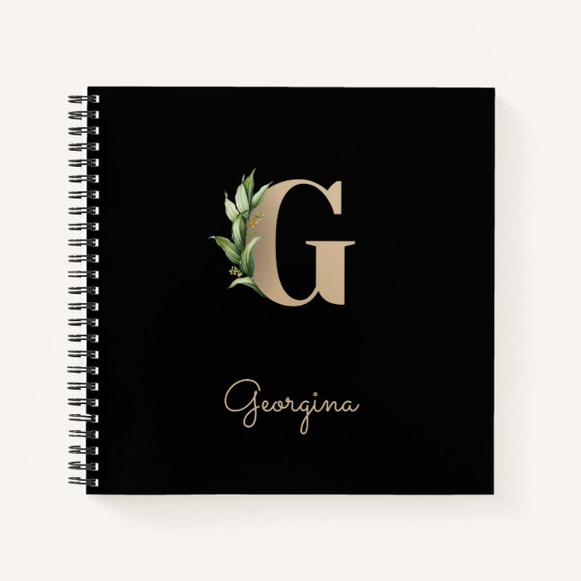 Carnet LETTRE MONOGRAPHIQUE BOtanique Élégante G (Devant)