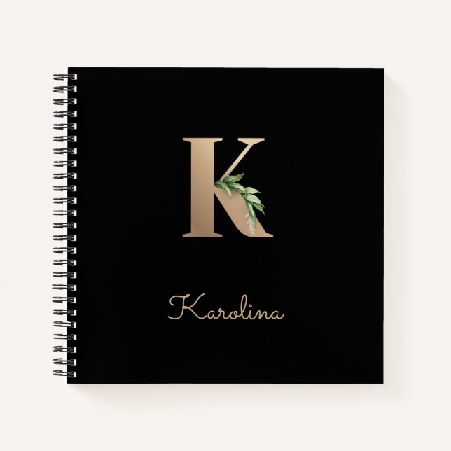 Carnet LETTRE MONOGRAPHIQUE BOtanique Élégante K (Devant)