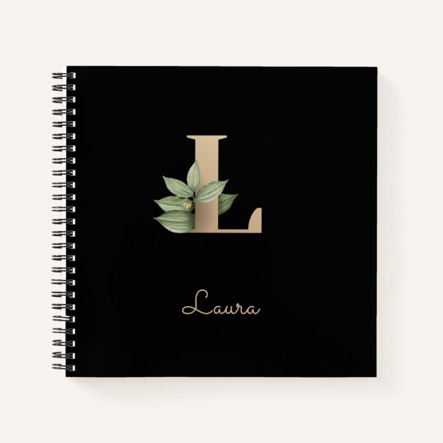 Carnet LETTRE MONOGRAPHIQUE BOtanique Élégante L (Devant)