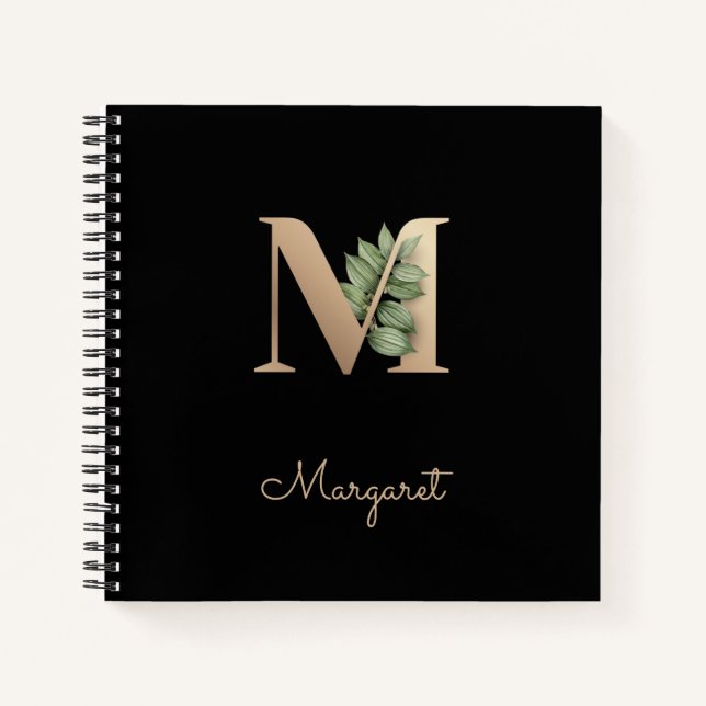 Carnet LETTRE MONOGRAPHIQUE BOtanique Élégante M (Devant)
