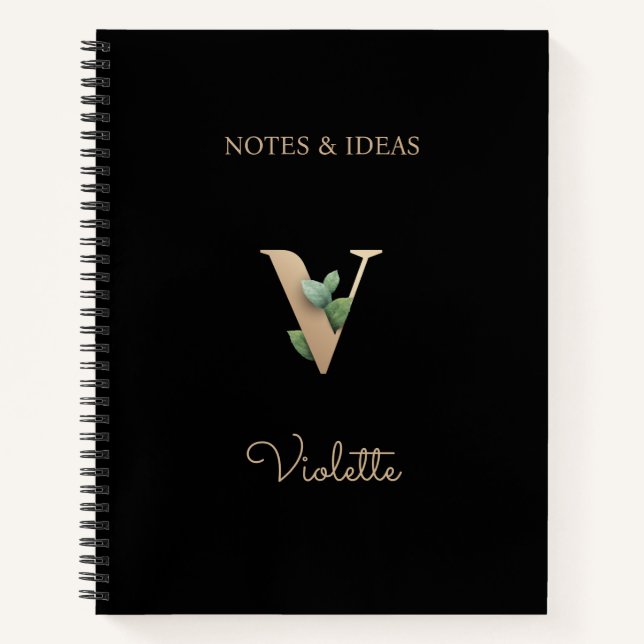 Carnet LETTRE MONOGRAPHIQUE BOtanique Élégante V (Devant)