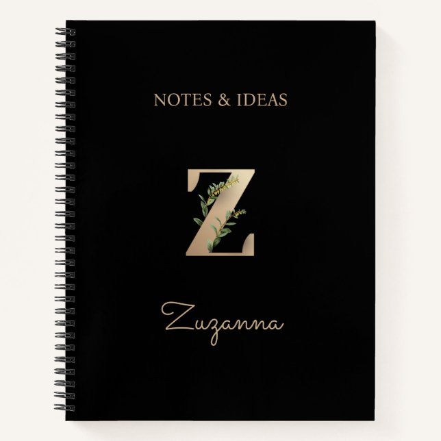 Carnet LETTRE MONOGRAPHIQUE BOtanique Élégante Z (Devant)