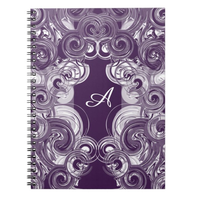 Carnet LETTRE MONOGRAPHIQUE INITIALE ROULANT Abstrait vio (Devant)