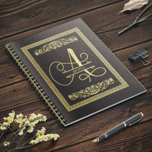 Carnet LETTRE MONOMOGRAPHIQUE D'OR A SUR MER Brown foncé